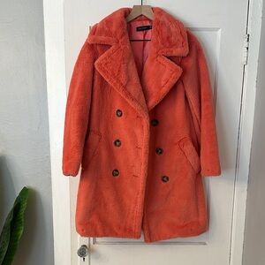 Baloot Peach Faux Fur Trench Jacket